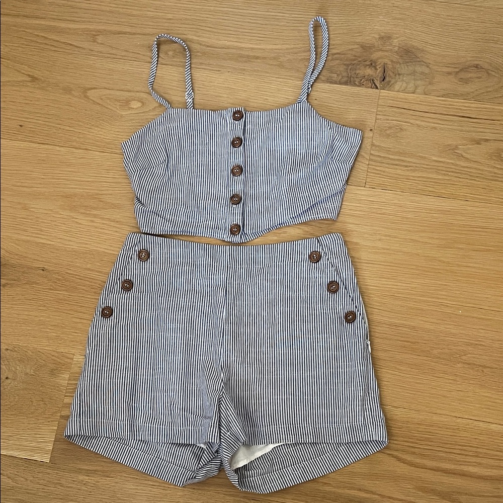 Striped Crop Top and Shorts Set
